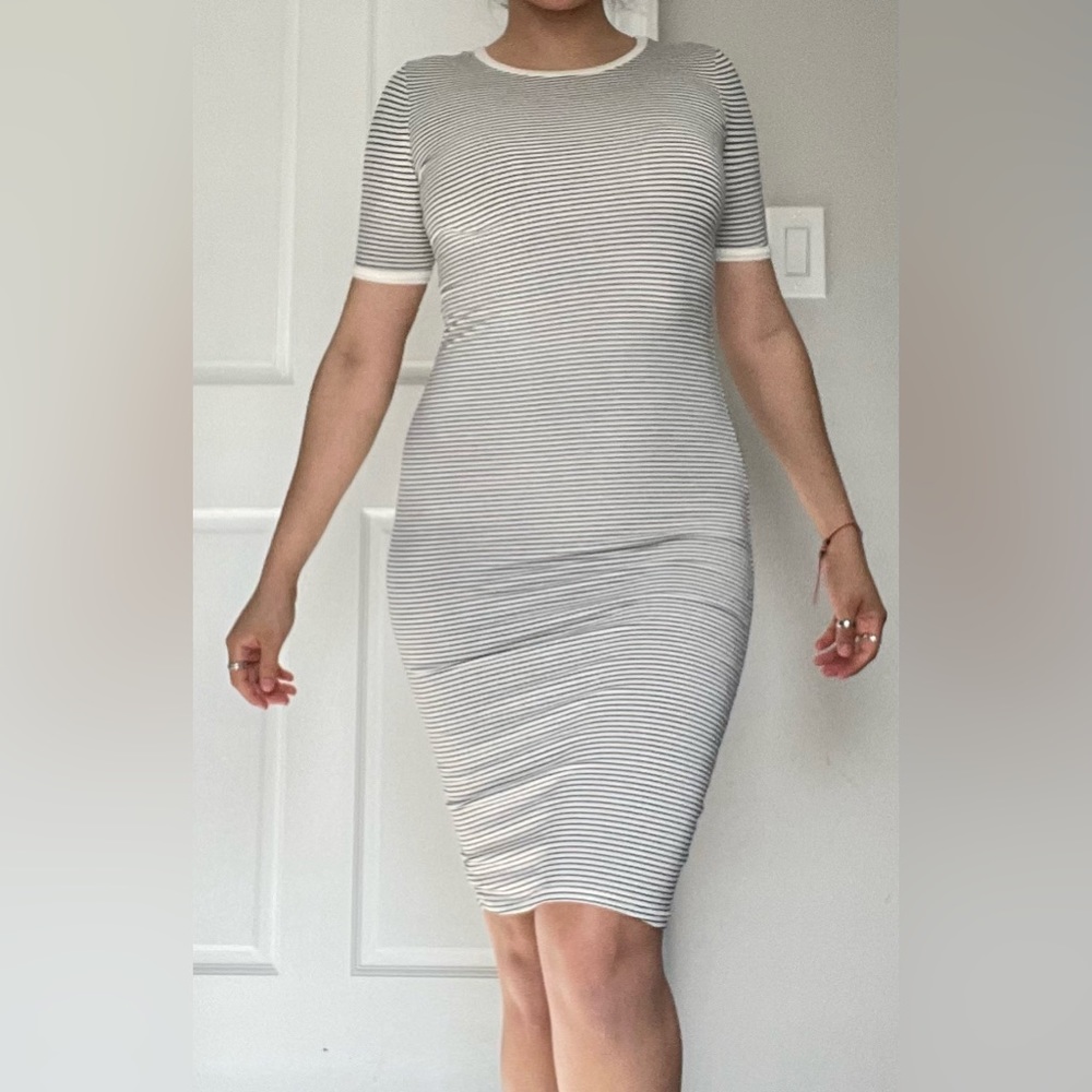 Striped. Black and white bodycon dress